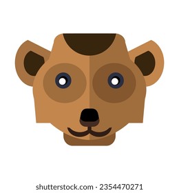 Head of curious meerkat. Muzzle of wild animal cartoon illustration. Wildlife and zoo concept. Sketchy geometric character, mascot. Colored flat vector isolated