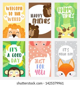 head cute animals card collection