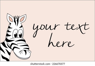 Head of cute baby zebra with black and white stripes. cartoon drawing design. vector art image illustration, isolated on beige color background with text space, eps10
