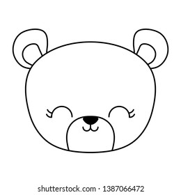 head of cute bear animal isolated icon