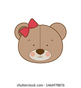 head of cute bear on white background