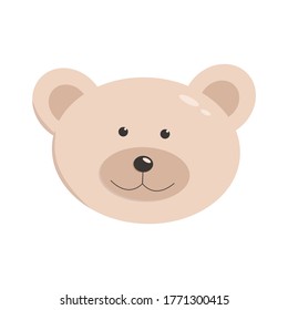 The head of a cute bear on a white background. Vector illustration of a colored bear isolate.