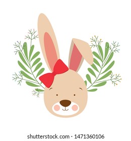 head of cute bunny with background garland