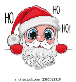 Head of Cute Cartoon Santa on a white background