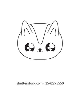 head of cute cat baby animal kawaii style vector illustration design