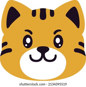 Head of Cute Cat Cartoon Character Design