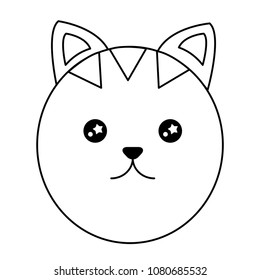 head cute cat kawaii character