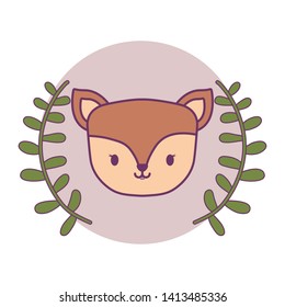 head of cute chipmunk in frame circular with crown leafs