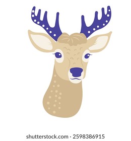 Head of cute deer vector cartoon illustration