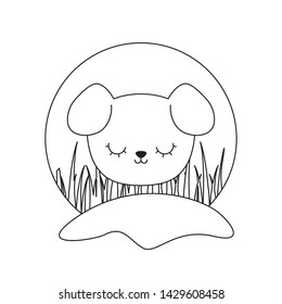 head of cute dog animal isolated icon