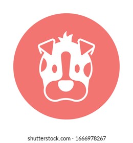 head of cute dog, block and flat style icon vector illustration design