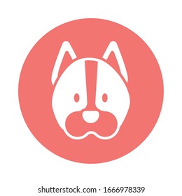 head of cute dog, block and flat style icon vector illustration design