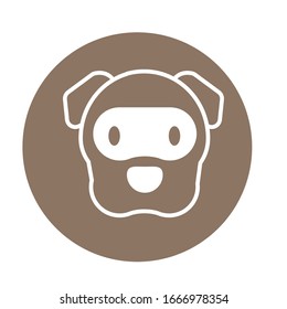head of cute dog, block and flat style icon vector illustration design
