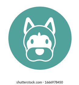 head of cute dog, block and flat style icon vector illustration design