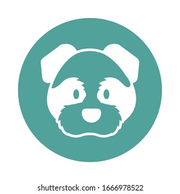 head of cute dog, block and flat style icon vector illustration design