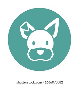 head of cute dog, block and flat style icon vector illustration design