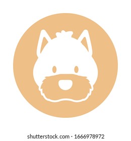 head of cute dog, block and flat style icon vector illustration design