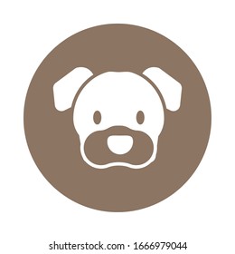 head of cute dog, block and flat style icon vector illustration design