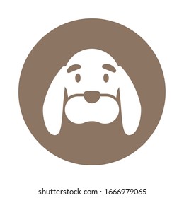 head of cute dog, block and flat style icon vector illustration design