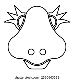 Head of cute female dinosaur baby character contour outline line icon black color vector illustration image thin flat style