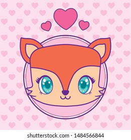 head of cute fox baby kawaii style