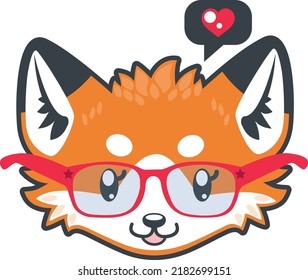 A head cute fox wearing glasses 