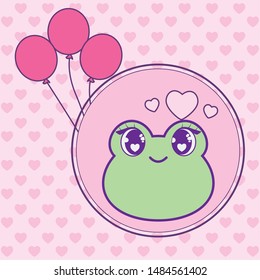 head of cute frog kawaii style