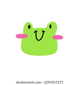 The head of cute frog.
Vector children's naive hand-drawn illustration. Isolated on a white background.