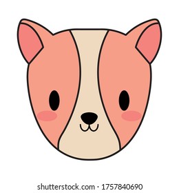 head of cute guinea pig kawaii, line and fill style icon vector illustration design