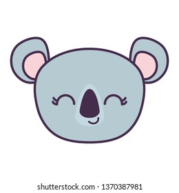 head of cute koala animal isolated icon