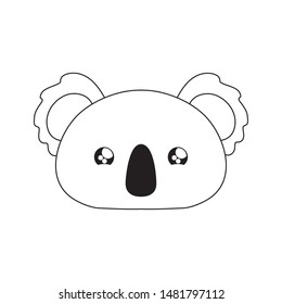 head of cute koala baby animal kawaii style