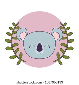 head of cute koala with crown leafs