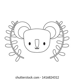 head of cute koala with crown of leafs