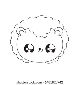 head of cute lion baby animal kawaii style