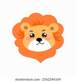 head cute lion cartoon illustration character. animal forest cartoon