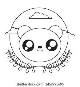 head of cute little bear baby with crown leafs