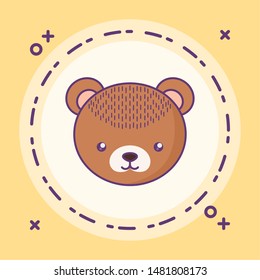 head of cute little bear baby in frame circular