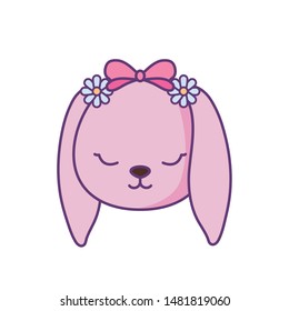 head of cute little bunny baby character
