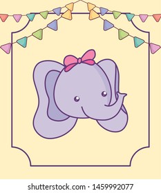 head of cute little elephant baby with garlands