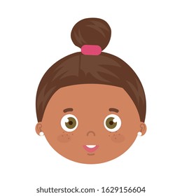 head of cute little girl afro avatar character vector illustration design