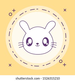 head of cute little rabbit baby in frame circular vector illustration design