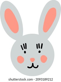 The head of a cute little rabbit. Gray rabbit.