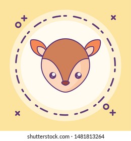 head of cute little reindeer baby in frame circular