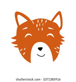 Head of cute orange animal cartoon style vector illustration