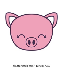 head of cute piggy animal isolated icon