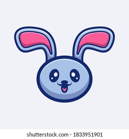 head cute rabbit cartoon, logo, illustration, icon