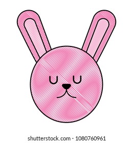 head cute rabbit with ears upward kawaii character