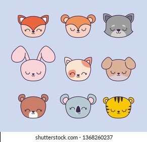 head of cute rabbit with group animals