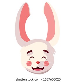 head of cute rabbit in white background vector illustration design