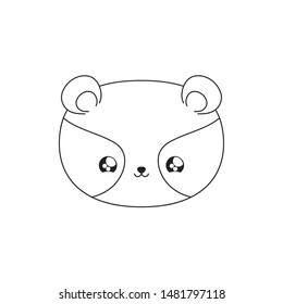 head of cute raccoon baby animal kawaii style
